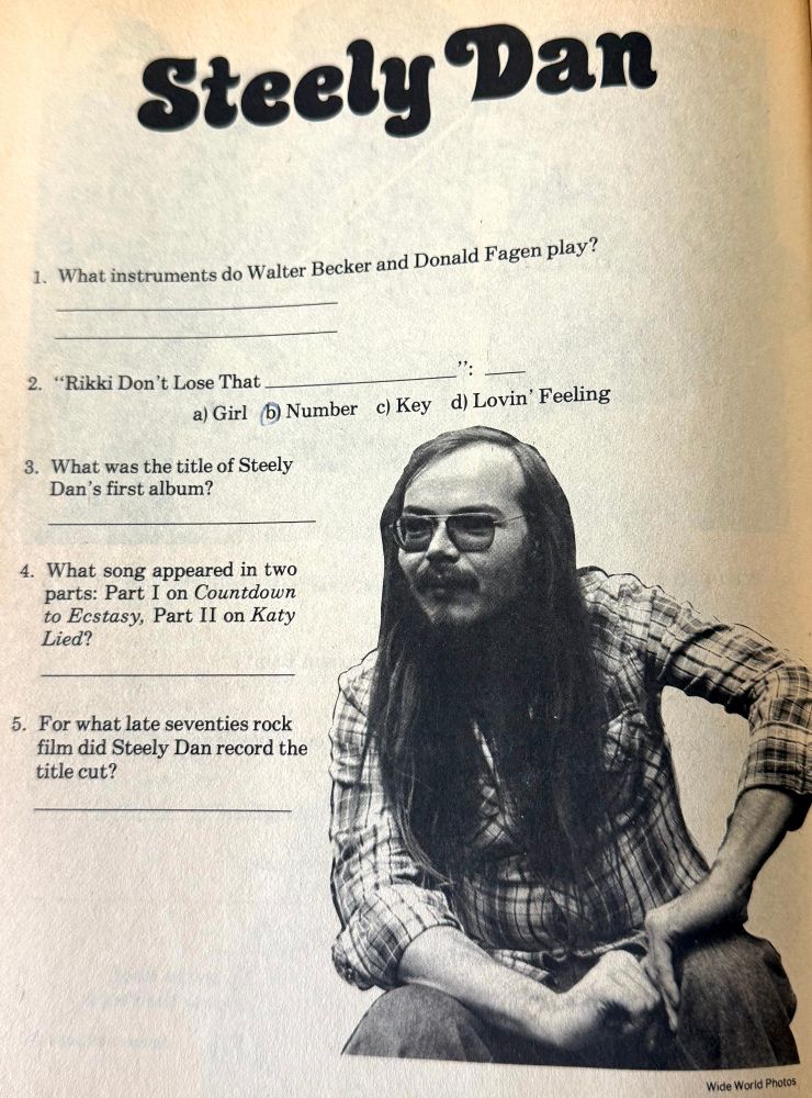 Steely Dan quiz with photo of Walter Becker