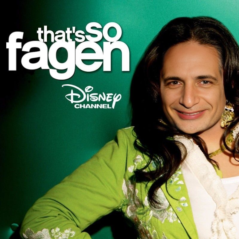 a cursed, face-swapped meme of the "that's so raven" promo - only it's donald fagen and it says "that's so fagen"