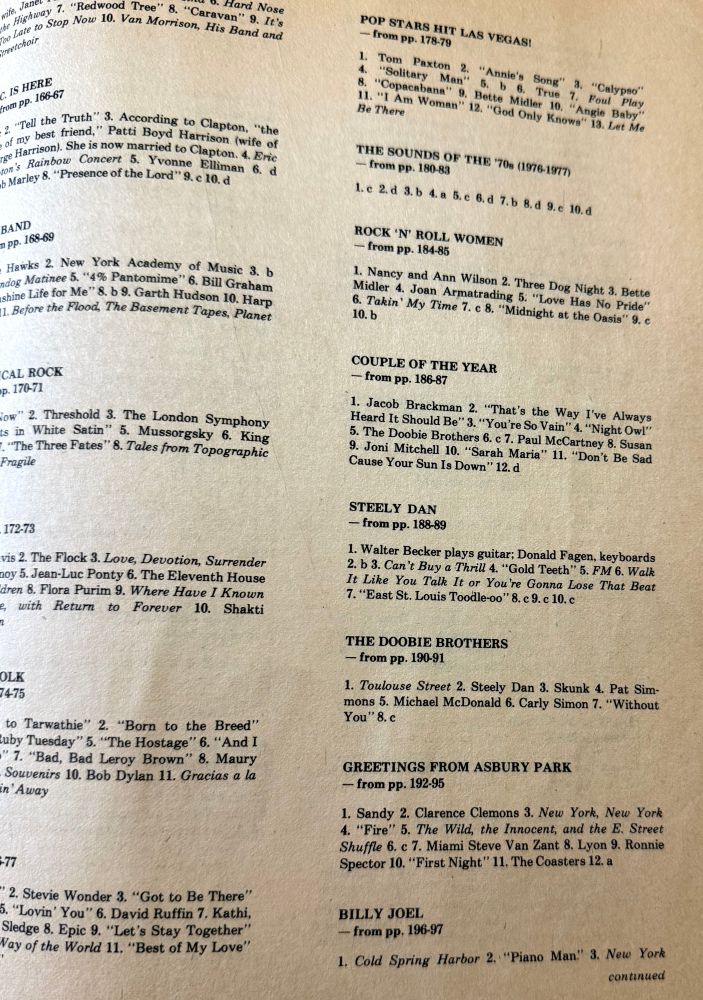 Answers for Steely Dan quiz