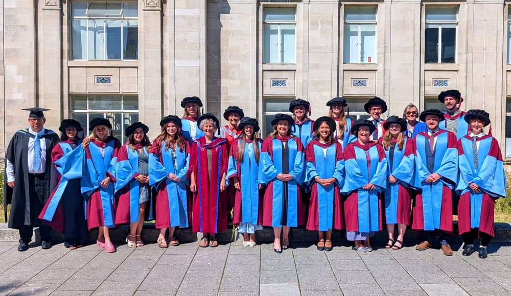 Students and tutors all in their gowns outside the Guildhall in Southampton