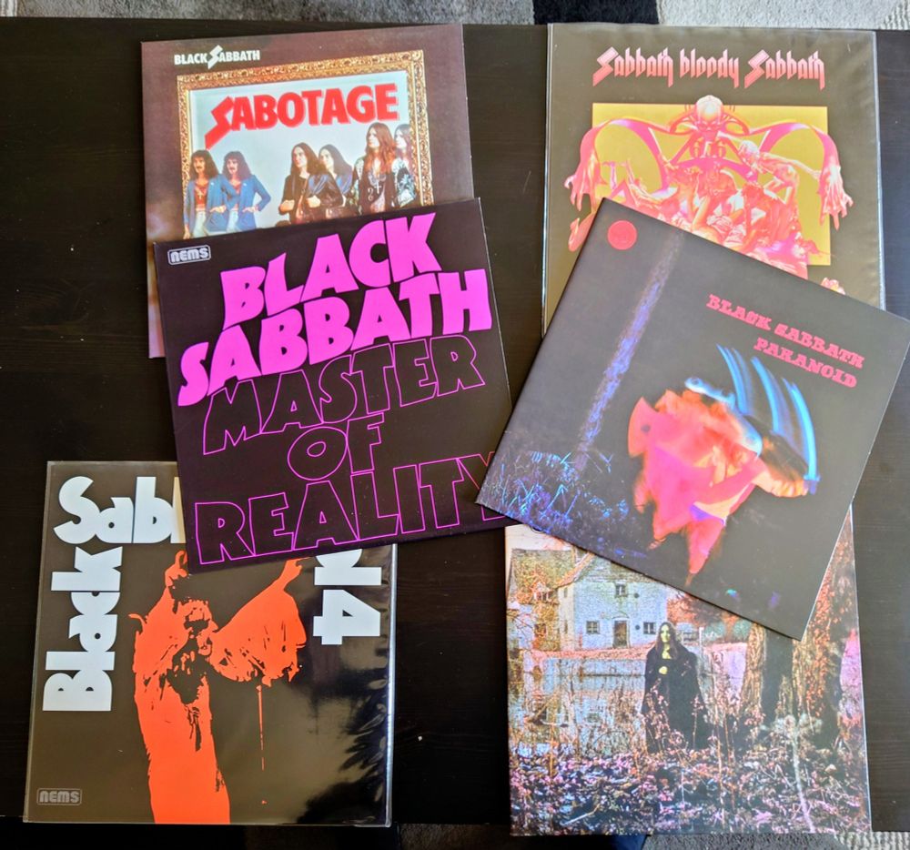 The first six Black Sabbath albums laid out ready to play in tribute to Ozzy.