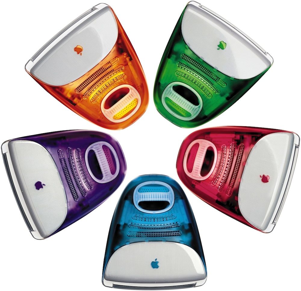 An array of iMac G3 in different colors