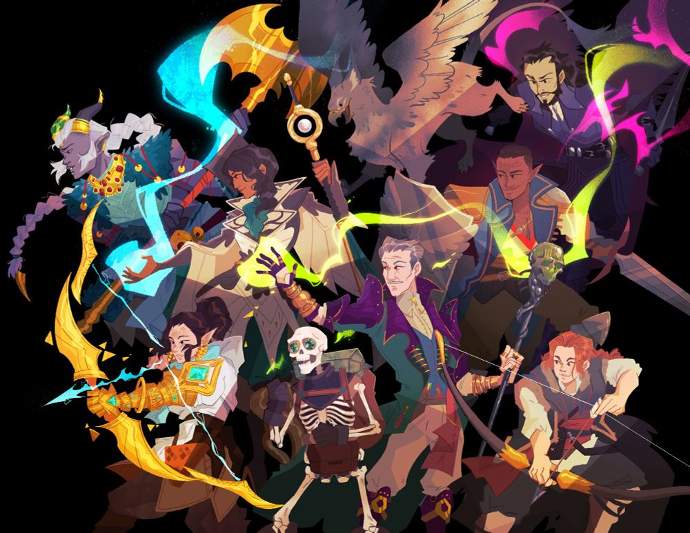 The whole group of the veilguard gang in battle ready poses