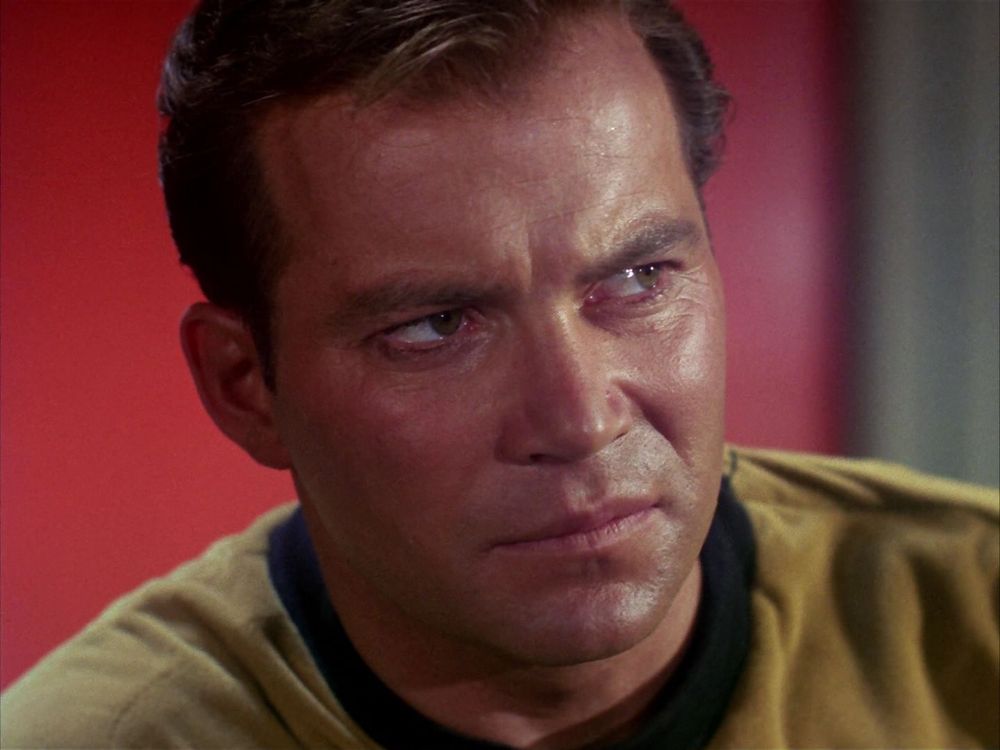 William Shatner playing Captain Kirk in the episode 'The Corbomite Maneuver' from Star Trek.