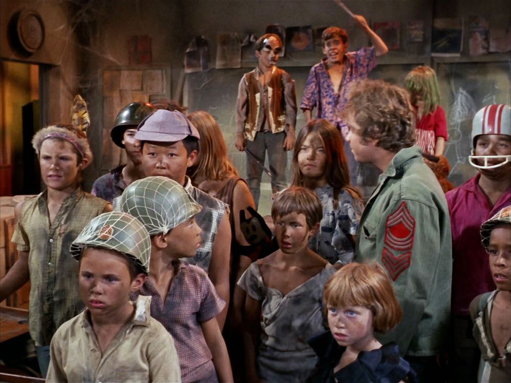 Still from the Star Trek episode, 'Miri' showing children who have fended for themselves after their parents have all died.