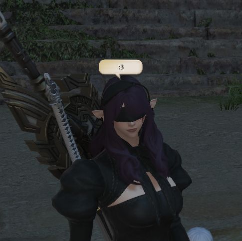 stellaria with a chat bubble saying :3 above her