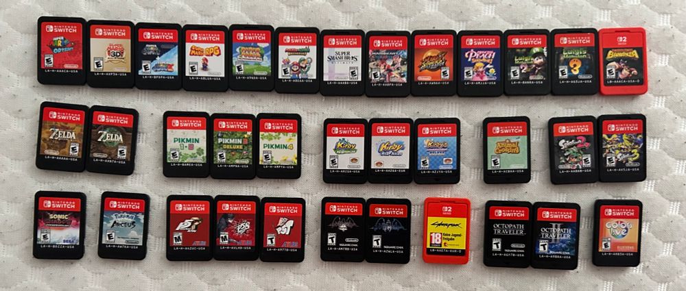 A photo of all my Nintendo Switch 1 & 2 games 