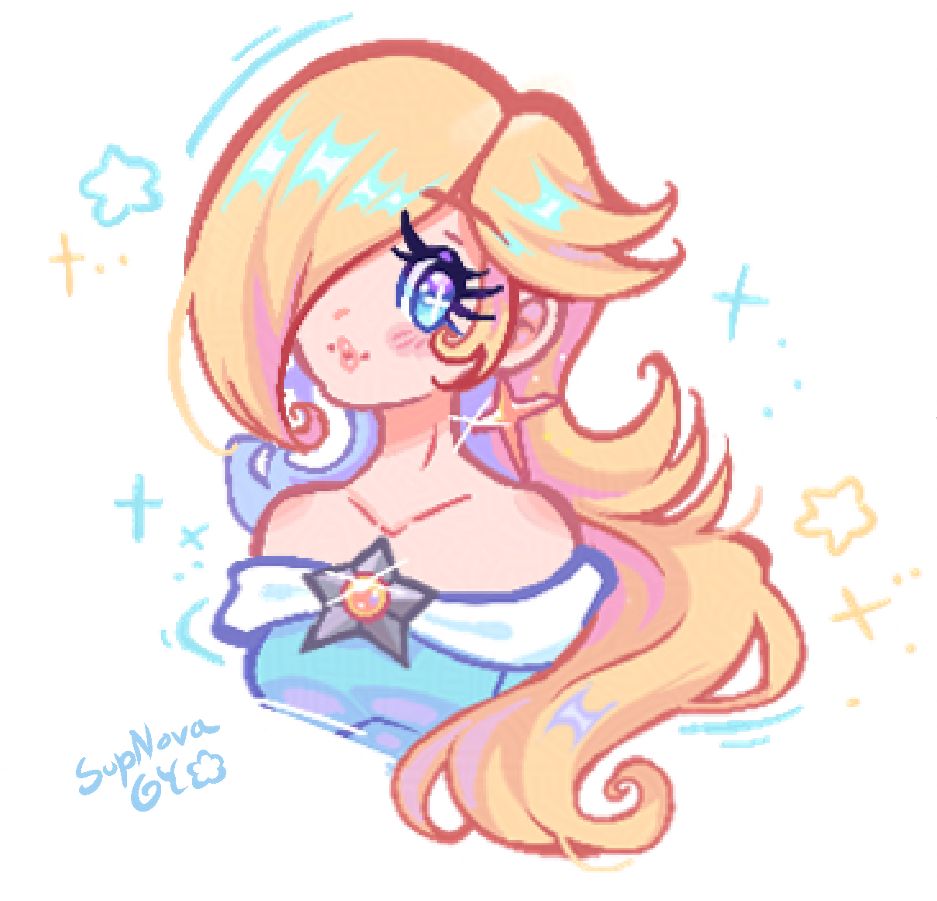 A small doodle of Rosalina on a huge collaboration magma canvas, chopped only at Rosalina 