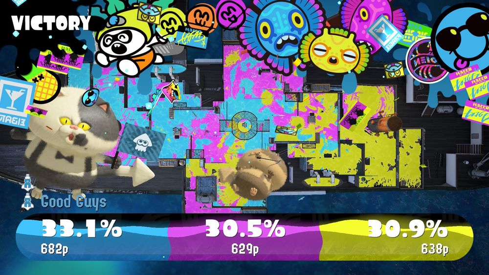 Screenshot from Splatoon 3 on Nintendo Switch 2 of team sea winning