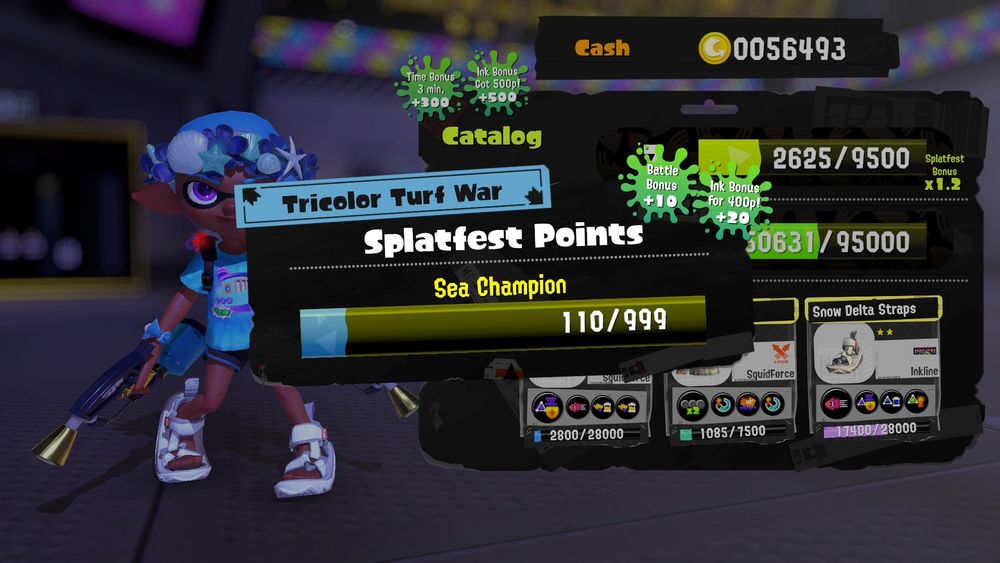 Screenshot from Splatoon 3 on Nintendo Switch 2 of my rank “Sea Champion” at 110/999 points