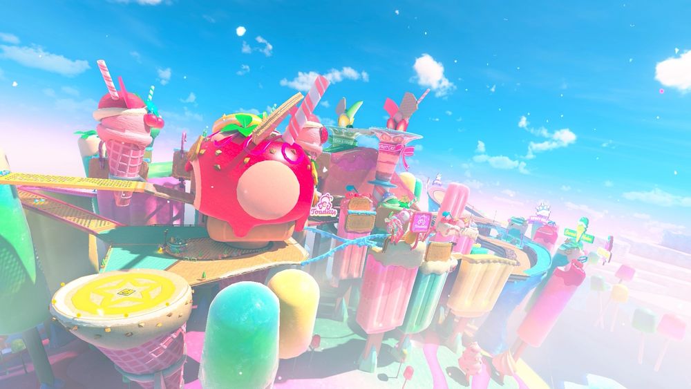 Screenshot from Mario Kart World on Nintendo Switch 2 of Sky-High Sundae in its full glory