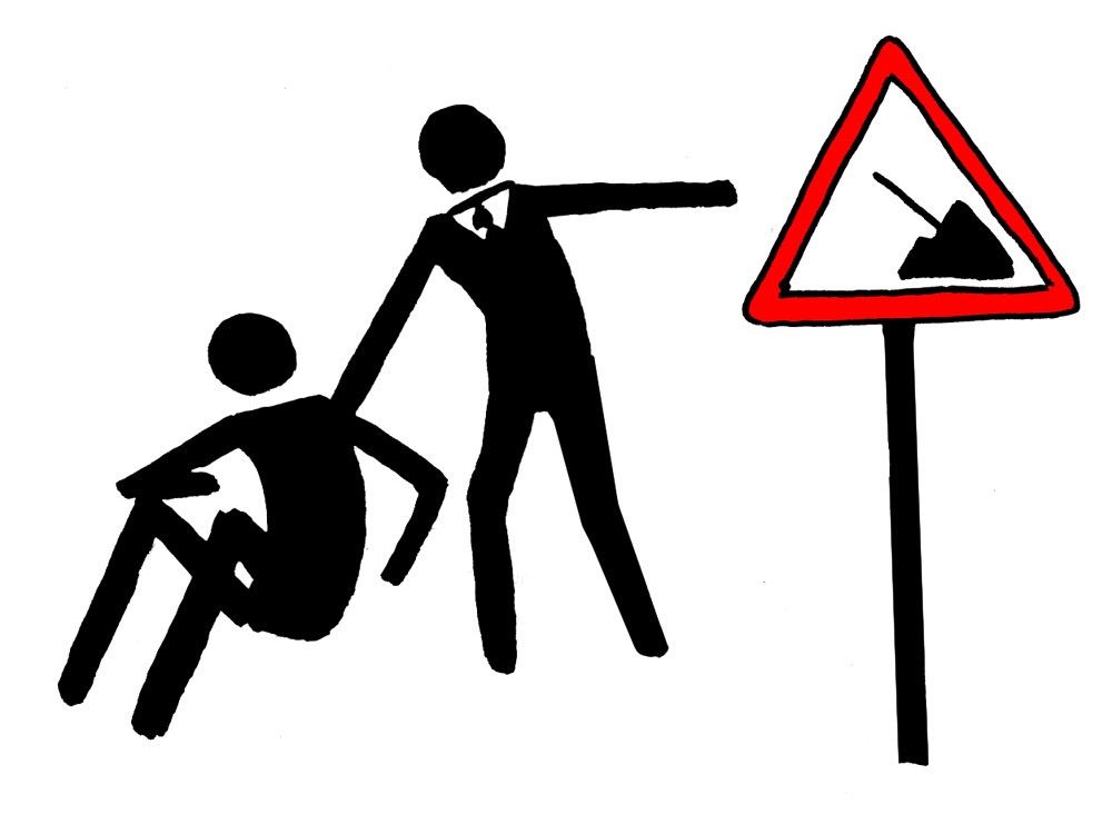 Illustration évoquant à la fois la remise à l'emploi et les réformes à mener sur le marché du travail. Copyright Serge Baeken.