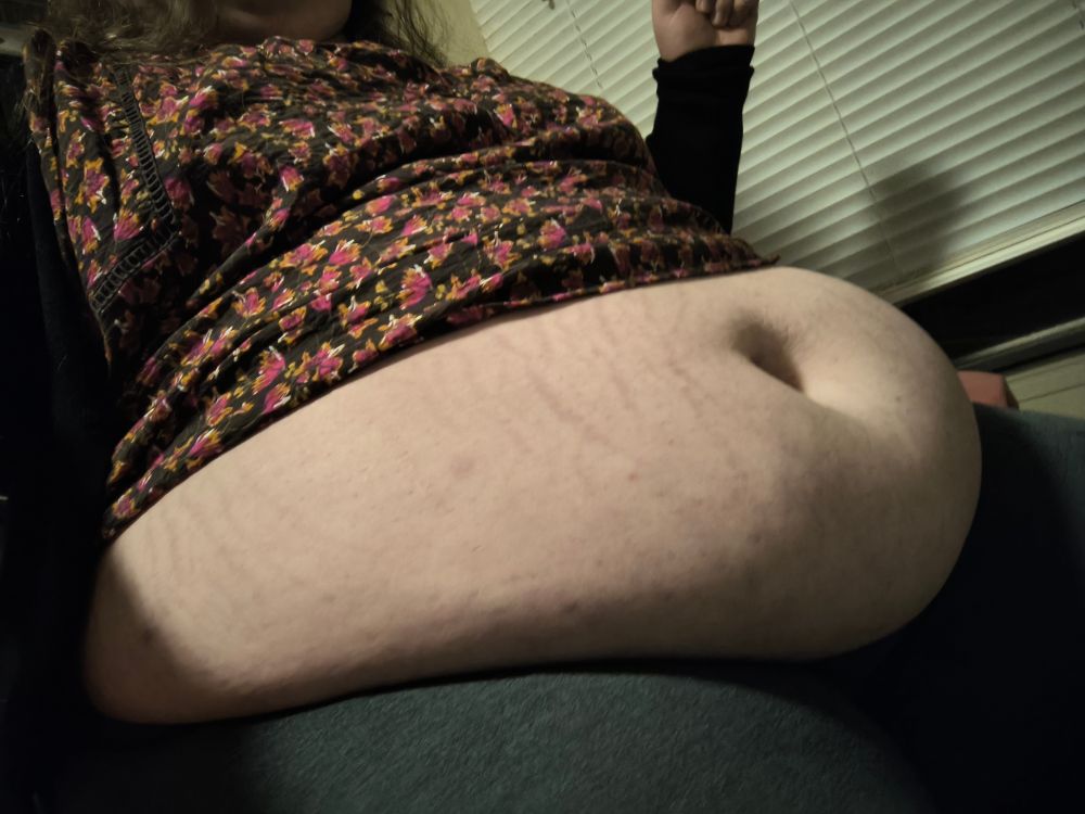 After, sitting, shirt noticeably tighter