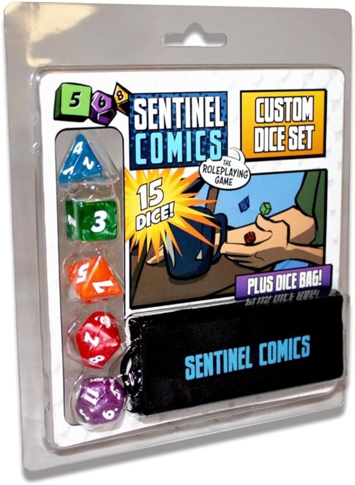 Amazon.com: Greater Than Games | Sentinel Comics: Dice Set | Tabletop Role Playing Game Accessory | Superhero Storytelling | Includes 5 Custom Dice and Bag : Everything Else