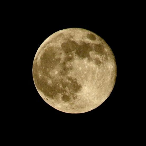 Full moon with a prominent crater