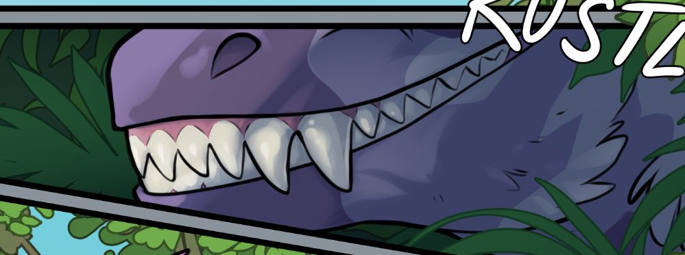 A raptor grins menacingly from the shadows