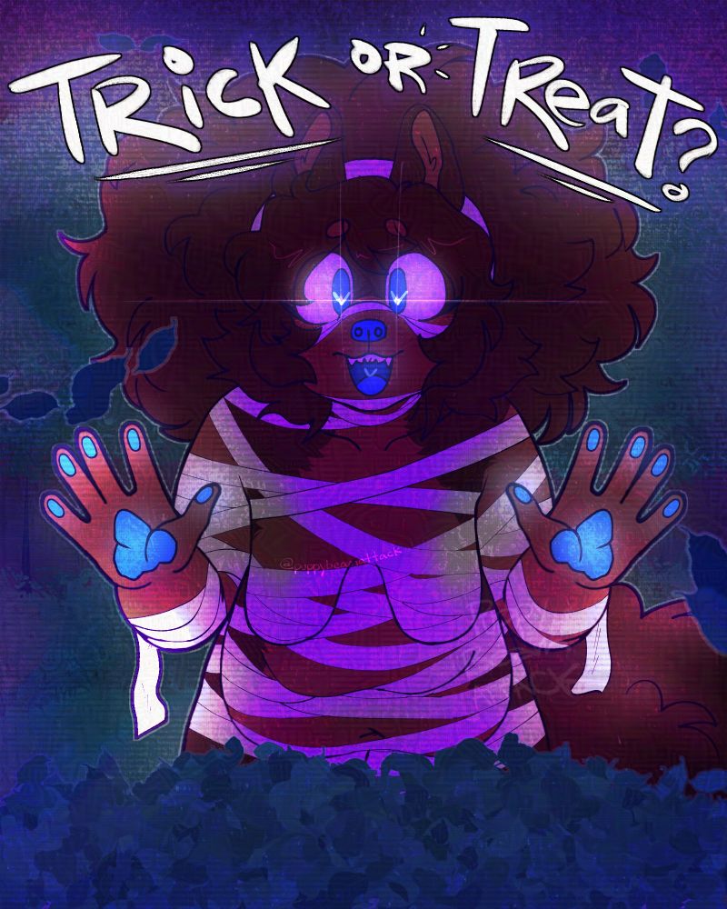 my sona trisha in nothing but mummy wraps jumping out at you from a bush and yelling "trick or treat?"

(I know this is ironic considering the image, but please do not draw sexualized art of Trisha, she is very important to me and is a sona of mine, thanks <3)