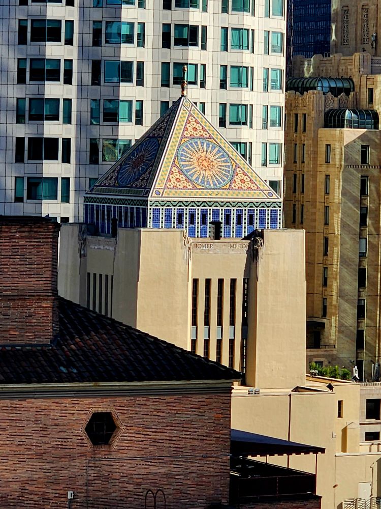 The roof of the LA Public Library 