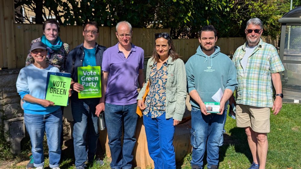Green Party volunteers posing for a photo in Cheltenham (27/04/25).