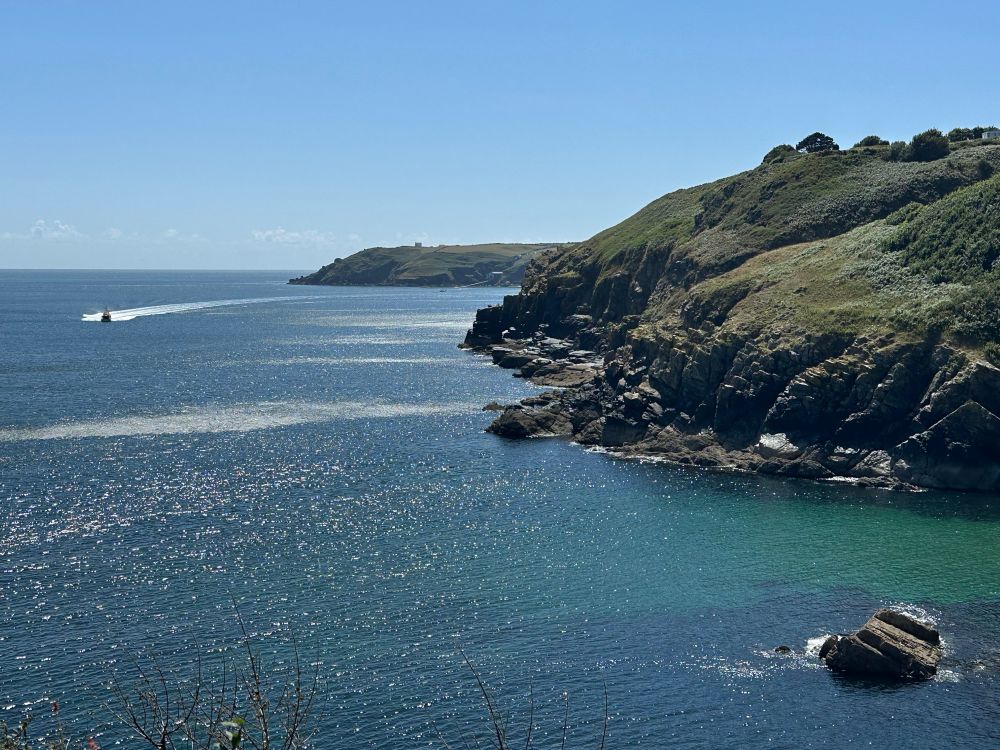 View to Bass Point, Kilcobben Cove lifeboat station & Devil’s Frying Pan.
Lizard/Cadgwith lifeboat at sea.