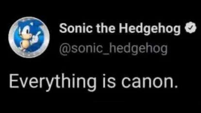 The official Sonic the Hedgehog account on The Other Site saying "Everything is canon."