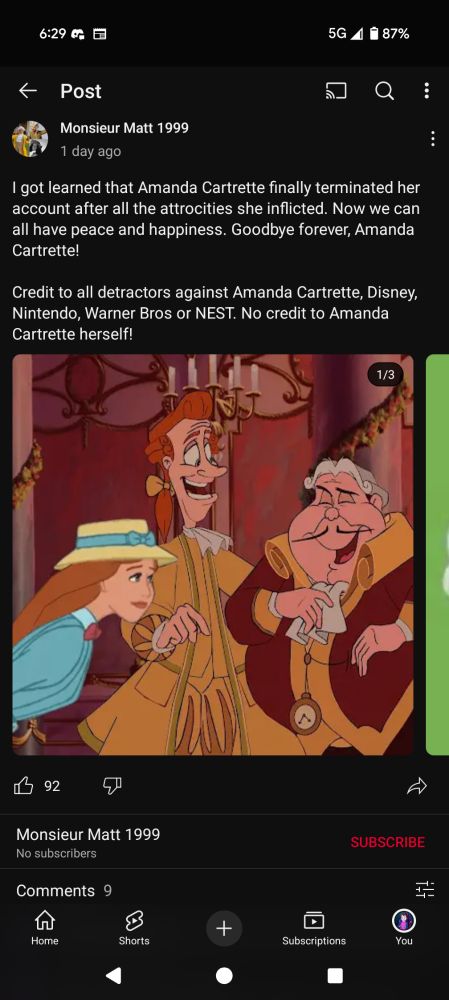 Some random drama post with human Lumiere and Cogsworth from Beauty and The Beast and some other character I'm not sure about.