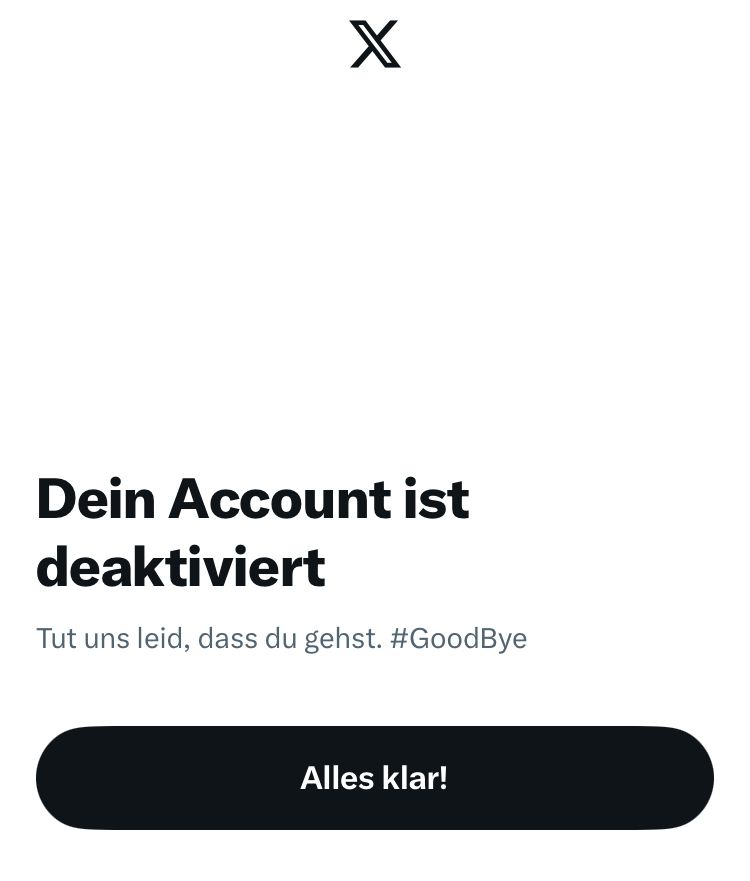 Ein Screenshot von der Abmeldung von twitter