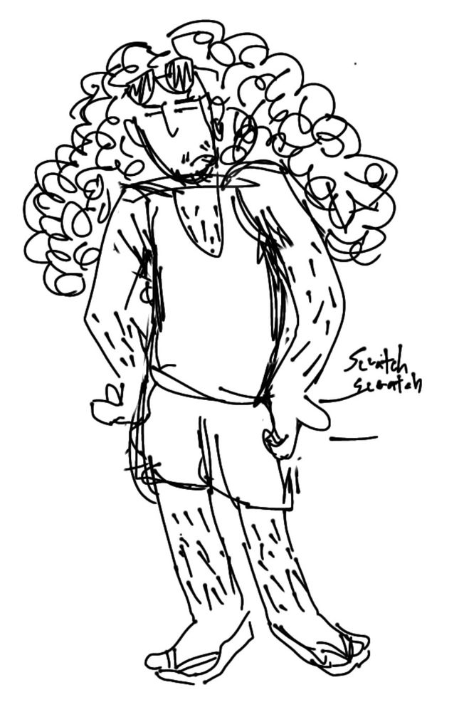 a sketch of my oc joe who is inspired by the same name character from frank zappa's 1978 album joe's garage