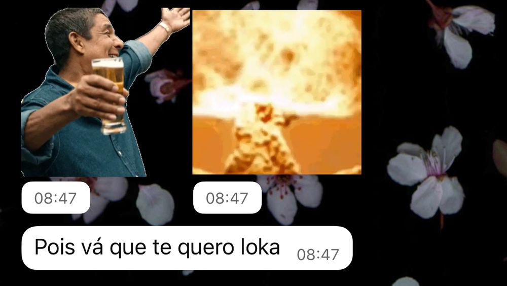 Figurinha do Zeca pagodinho com cerveja na mão e uma bomba.
“Pois vá que te quero loka”