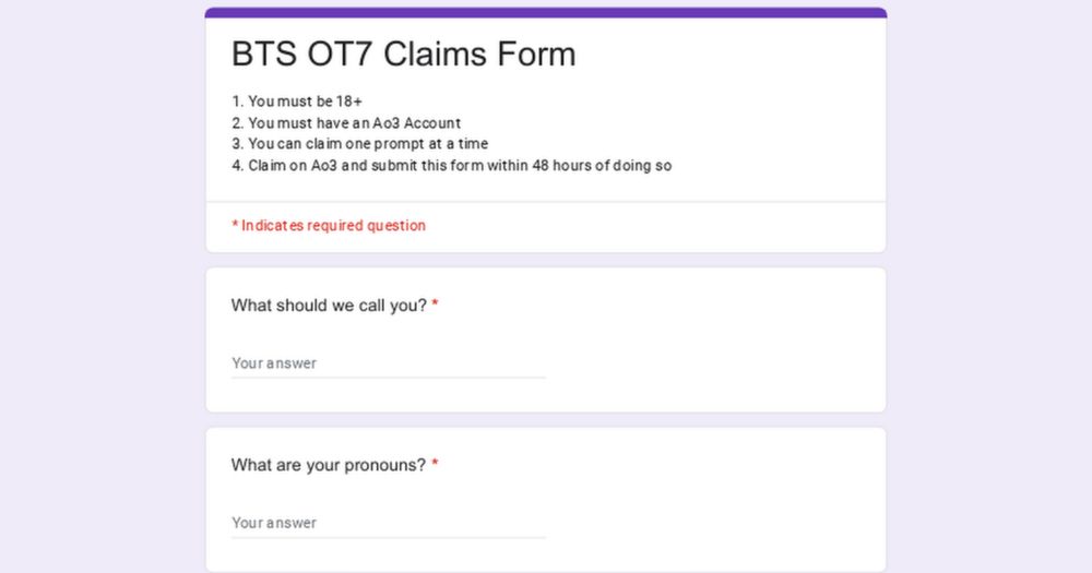 BTS OT7 Claims Form
