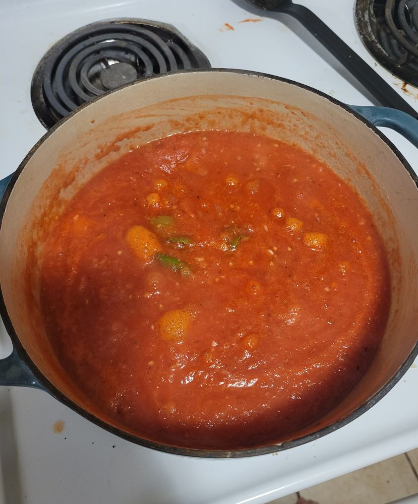 Sauce at the start of cooking