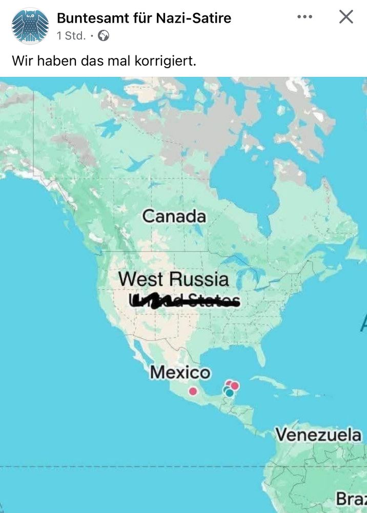 Landkarte. United States ist durchgestrichen und durch den Schriftzug West Russia ersetzt. 