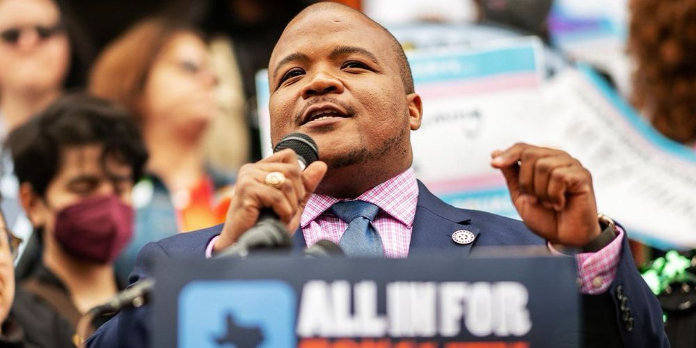 Democratic Rep. Venton Jones, along with colleague Terry Meza, attended a Stonewall Democrats meeting at the Rose Room.