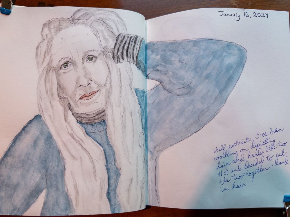 Self portrait sketch and watercolor 