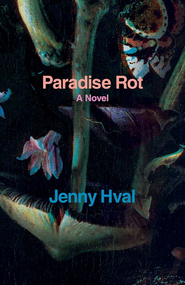 Book cover for Paradise Rot. Shows a dark illustration of fungi 