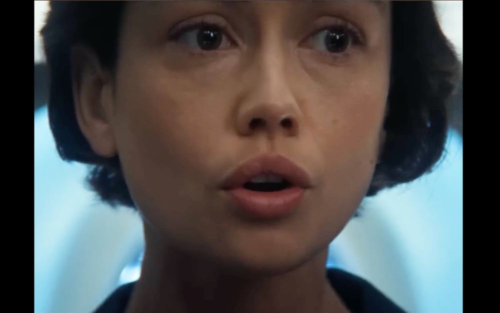 image of sydney chandler from the tv show alien earth making xenomorph noises