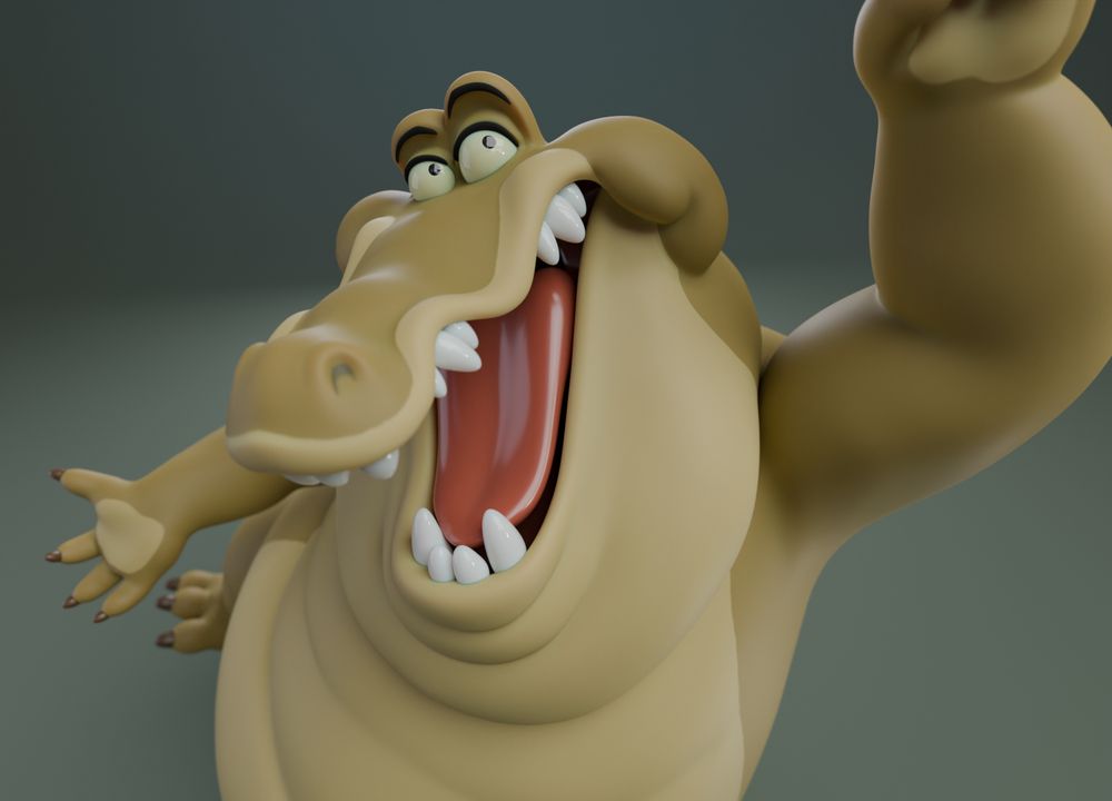 Close up of a smiling fat alligator