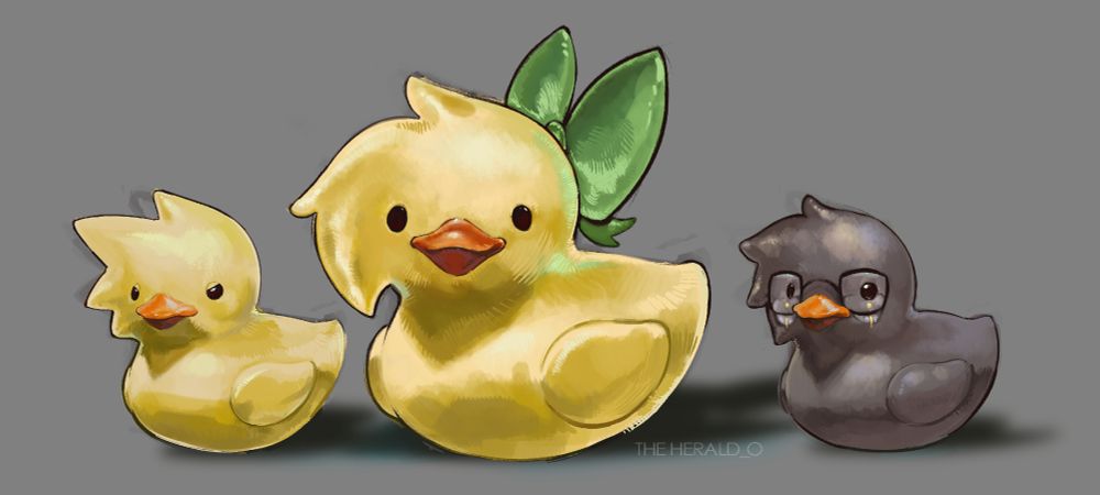 Voxer, Viro and Ochi rubber ducks. Made for and during Shenpai's Scuffathon!! 