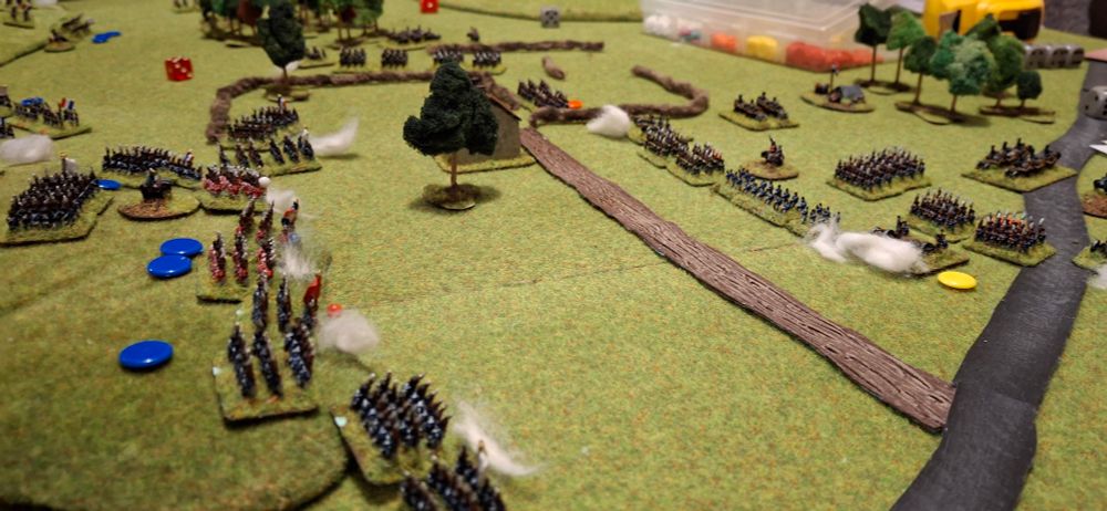 Battle lines face off. 