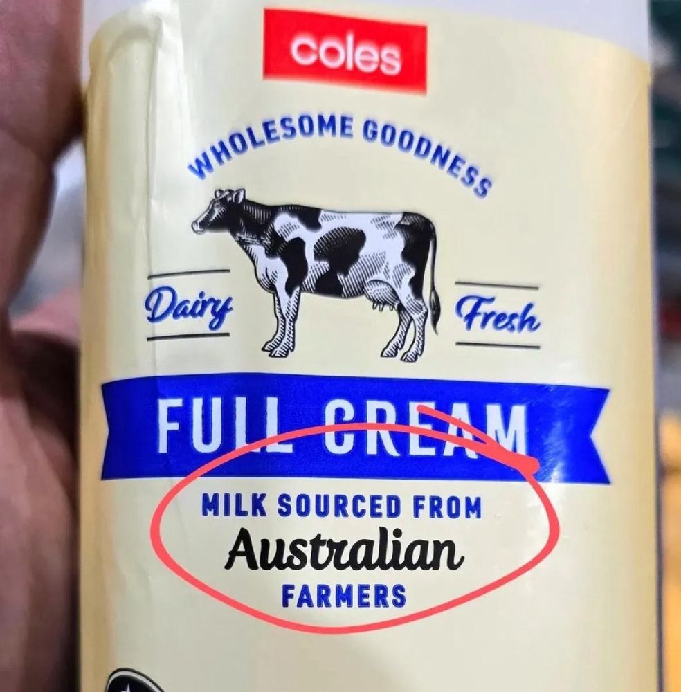 "Full Cream milk sourced from Australian farmers"