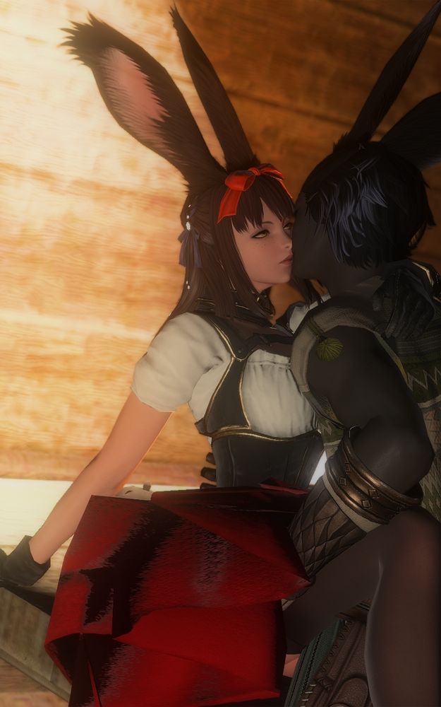 Another angle of the above gpose; it's taken so Eir's face is visible instead. Here you can see the table and both of Eir's hands. Erenville's hands are also both visible; his left arm lifts up one of her legs around him. 