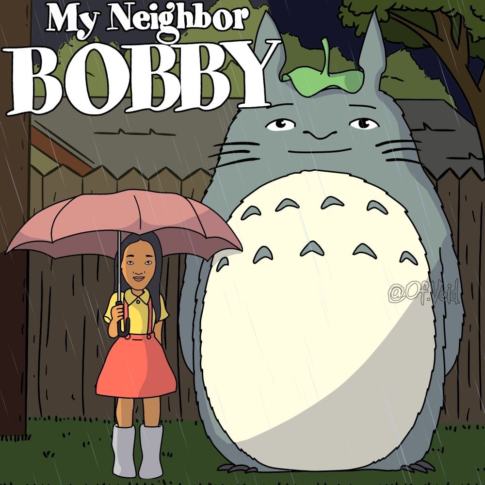 My Neighbor Bobby

"My Neighbor Totoro" but it's Bobby Hill as Totoro and Connie as the little girl