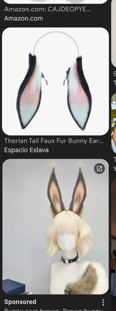 Screenshot of some faux wearable rabbit ears, the top ones being lop ears and the bottom ones sticking up.