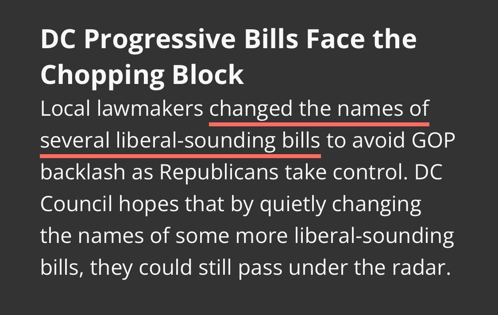 DC Progressive Bills Face the Chopping Block
Local lawmakers changed the names of several liberal-sounding bills to avoid GOP backlash as Republicans take control. DC Council hopes that by quietly changing the names of some more liberal-sounding bills, they could still pass under the radar.