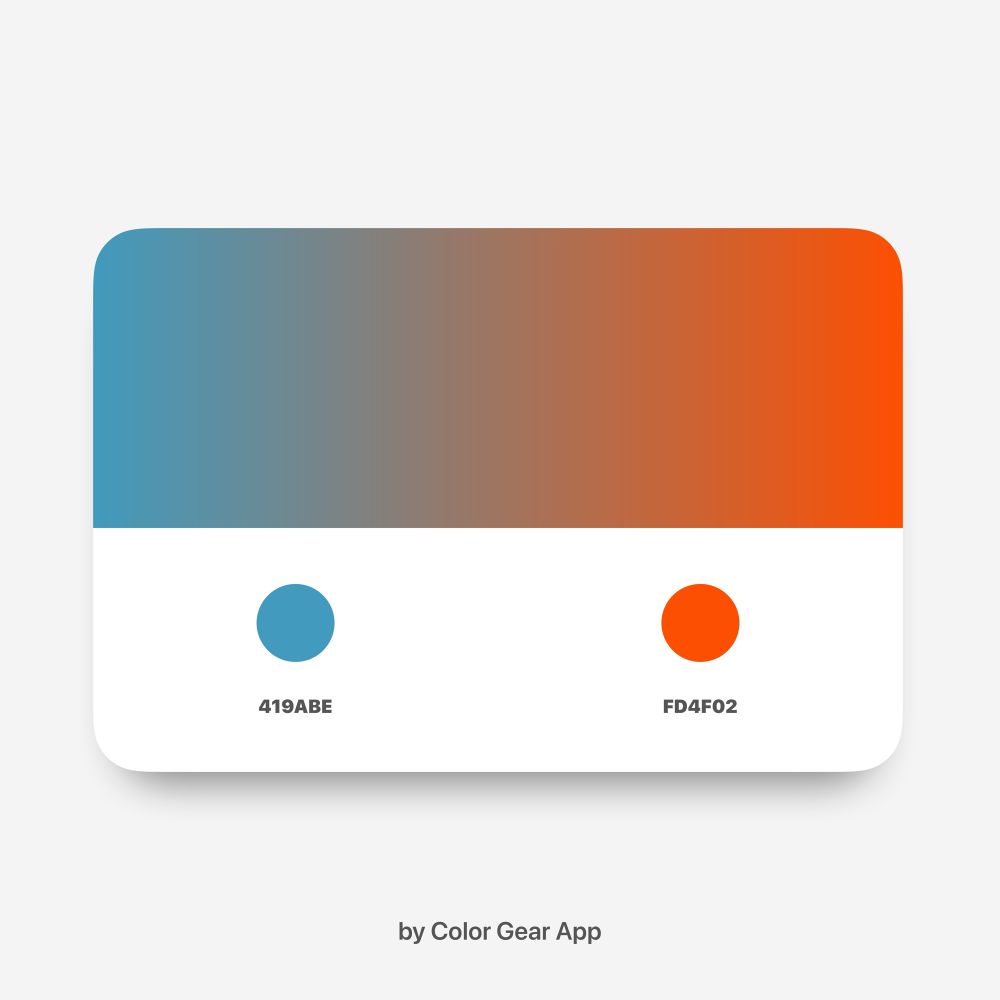 An image of a two color (blue and orange gradient) palette generated by color wheel app.
