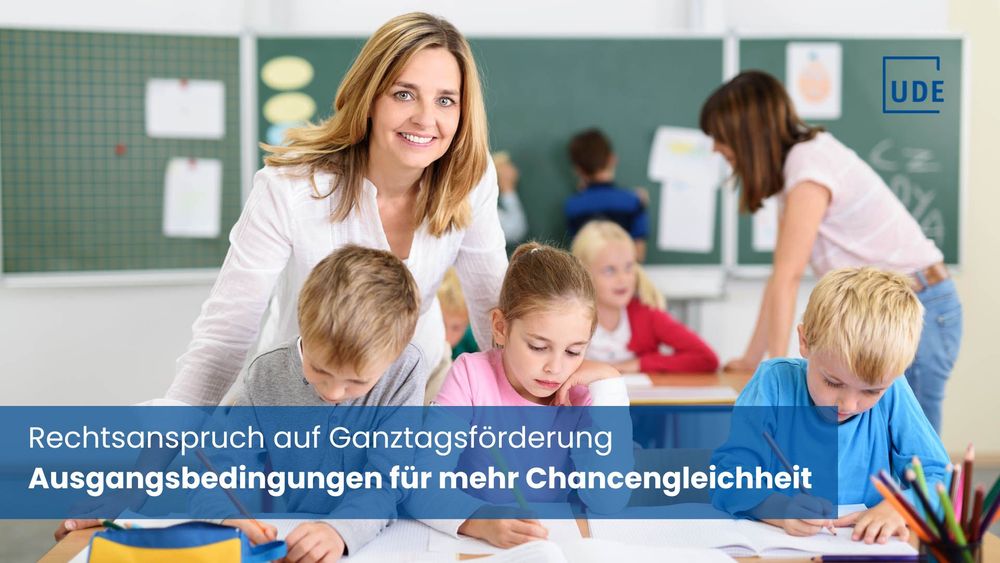Schmuckbild mit Text: Rechtsanspruch auf Ganztagsförderung. Ausgangsbedingungen für mehr Chancengleicheit