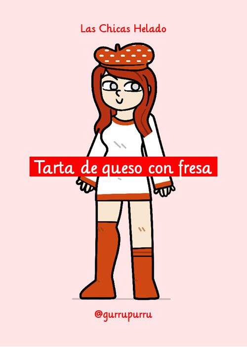 Dibujo de una chica de pelo castaño con una boina roja con puntos blancos, un vestido blanco y calcetines rojos.