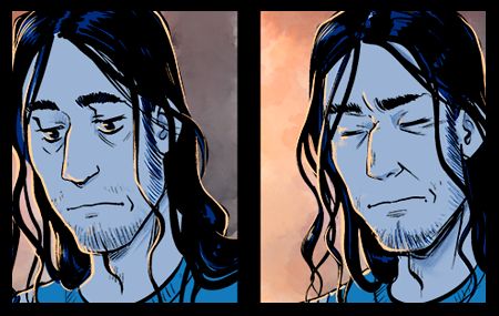 preview from page 208 of SHOT AND CHASER. Olly grimacing