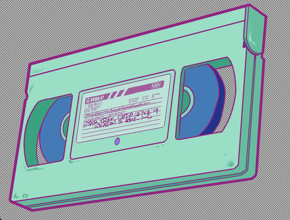 a vhs tape in aqua