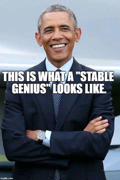 Photo of President Obama . This is what a stable genius looks like. 